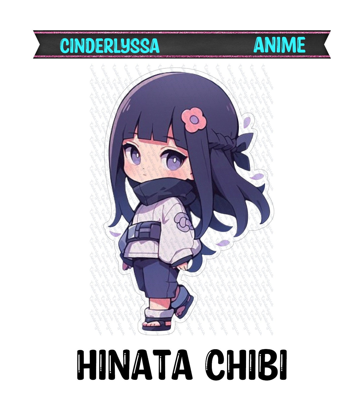 Hinata: Naruto Chibi Character Silicone Mold, Aroma Bead Molds, Car Freshener Mold, Premium Cardstock Images