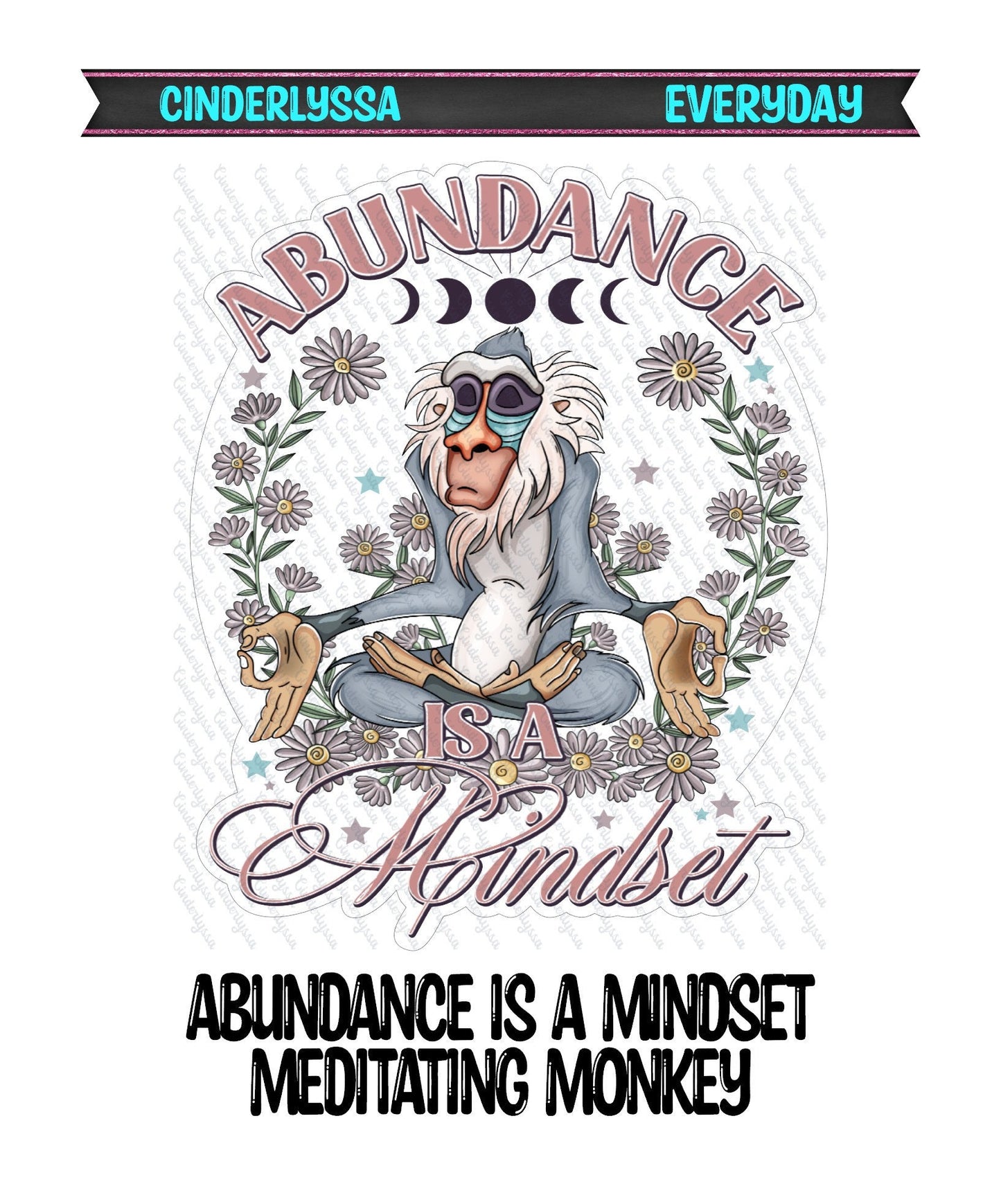 Abundance Is a Mindset Meditating Monkey Silicone Mold, Aroma Bead Molds,Car Freshener Mold, Premium Cardstock Images