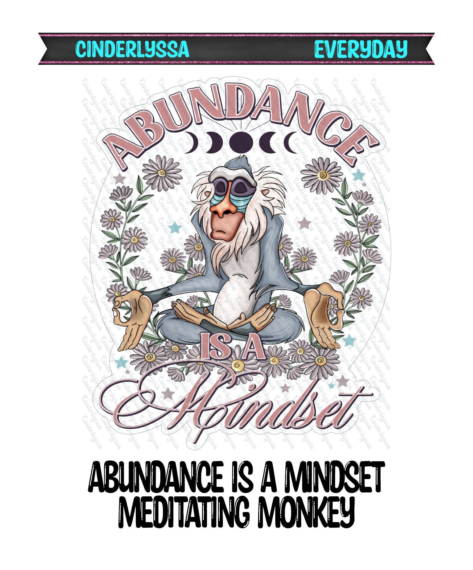 Abundance Is a Mindset Meditating Monkey Silicone Mold, Aroma Bead Molds,Car Freshener Mold, Premium Cardstock Images
