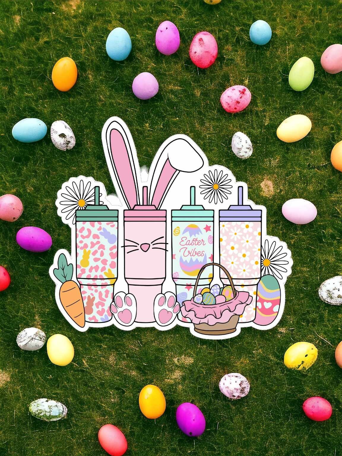 Easter Tumblers with Bunny Ears, Basket, Flowers & Carrot Silicone Mold, Aroma Bead Molds, Car Freshener Mold, Premium Cardstock Images