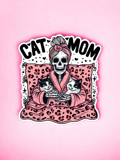 Pink Skellie Cat Mom Silicone Mold, Aroma Bead Molds, Car Freshener Mold, Premium Cardstock Images