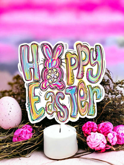 Happy Easter Airbrush Style with Bunny Silicone Mold, Aroma Bead Molds, Car Freshener Mold, Premium Cardstock Images