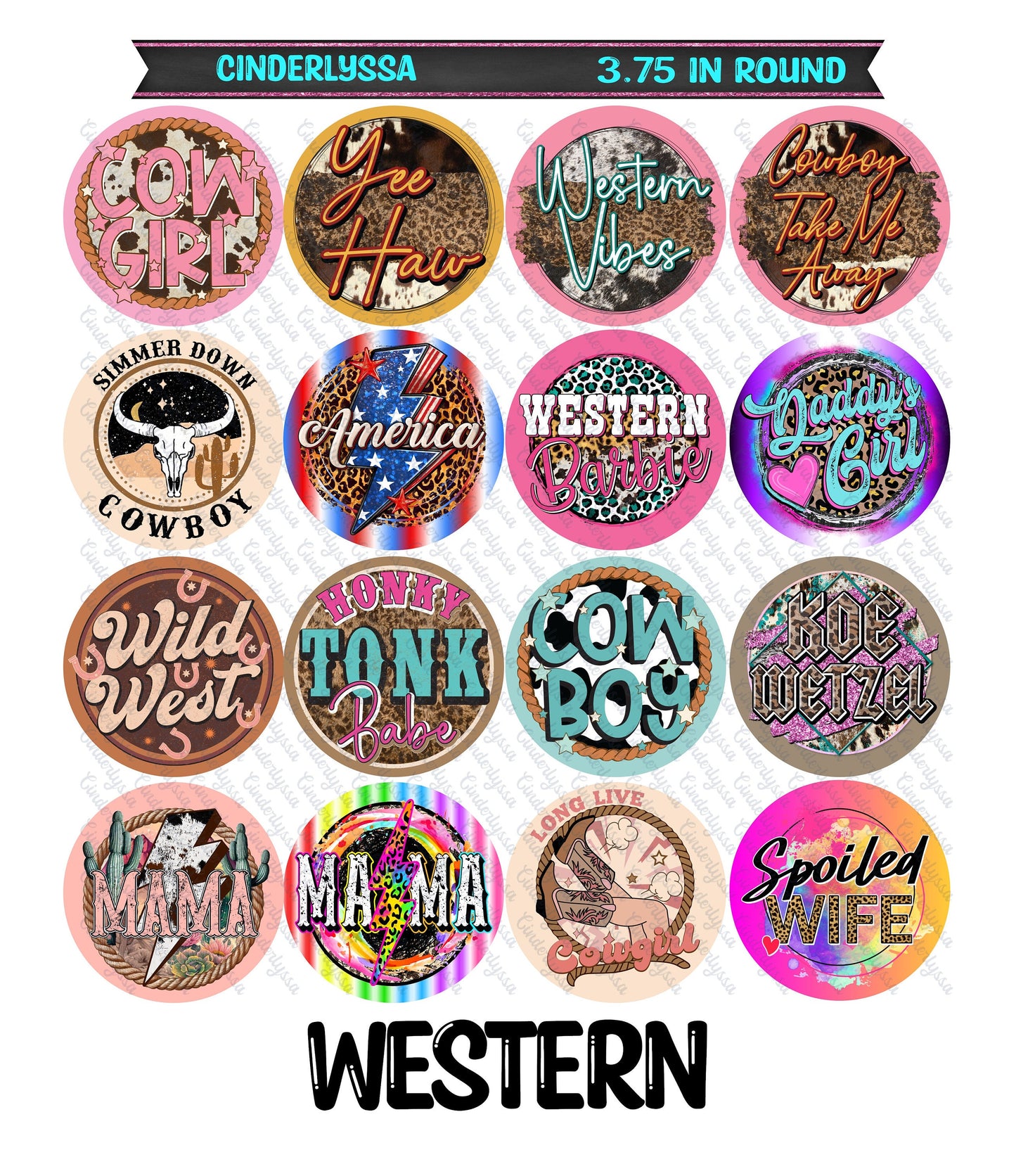 3.75 inch Round: Western for Silicone Mold, for Aroma Bead Molds, Car Freshener, Premium Cardstock Images