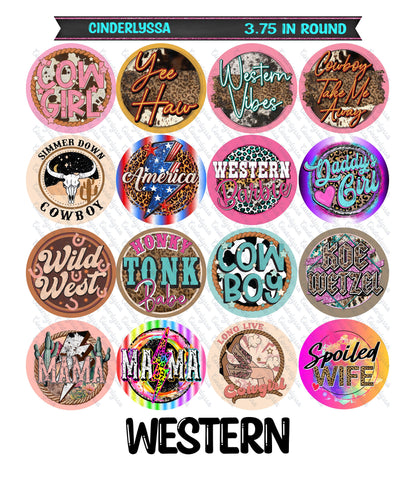 3.75 inch Round: Western for Silicone Mold, for Aroma Bead Molds, Car Freshener, Premium Cardstock Images