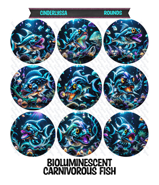 2.5 inch Round Bioluminescent Carnivorous Fish Cardstock Only for freshies: Aroma Bead Molds,Car Freshener,Premium Cardstock Images-NO MOLD