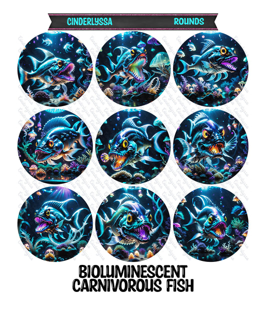 3 inch Round Bioluminescent Carnivorous Fish Cardstock Only for freshies -NO MOLD: Aroma Bead Molds, Car Freshener, Premium Cardstock Image