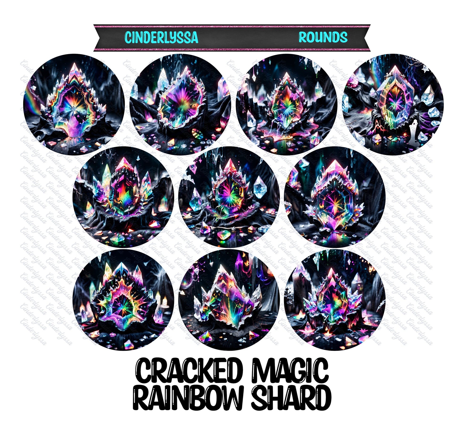 2 inch Round Cracked Magic Rainbow Shard Cardstock Only for freshies: Car Freshener, Premium Cardstock Images-NO MOLD