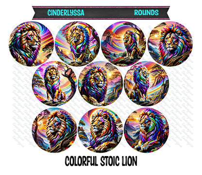 3.75 inch Round: Colorful Stoic Lion for Silicone Mold, for Aroma Bead Molds, Car Freshener, Premium Cardstock Images