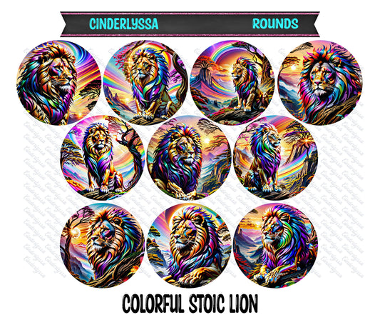 3.75 inch Round: Colorful Stoic Lion for Silicone Mold, for Aroma Bead Molds, Car Freshener, Premium Cardstock Images