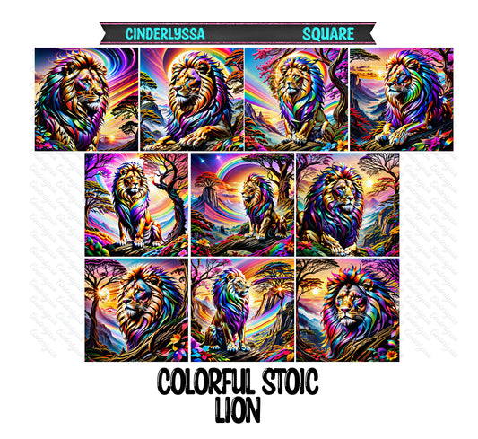 2 inch Square Colorful Stoic Lion Cardstock Only for freshies -NO MOLD: Car Freshener, Premium Cardstock Image