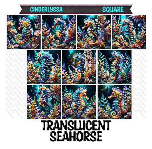 3 inch Square Translucent Seahorse Cardstock Only for freshies -NO MOLD: Aroma Bead Molds,Car Freshener, Premium Cardstock Image