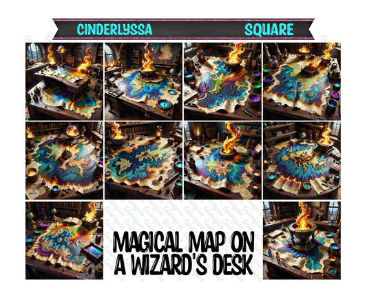 3 inch Square Magical Map on a Wizard's Desk Cardstock Only for freshies -NO MOLD: Car Freshener, Premium Cardstock Image